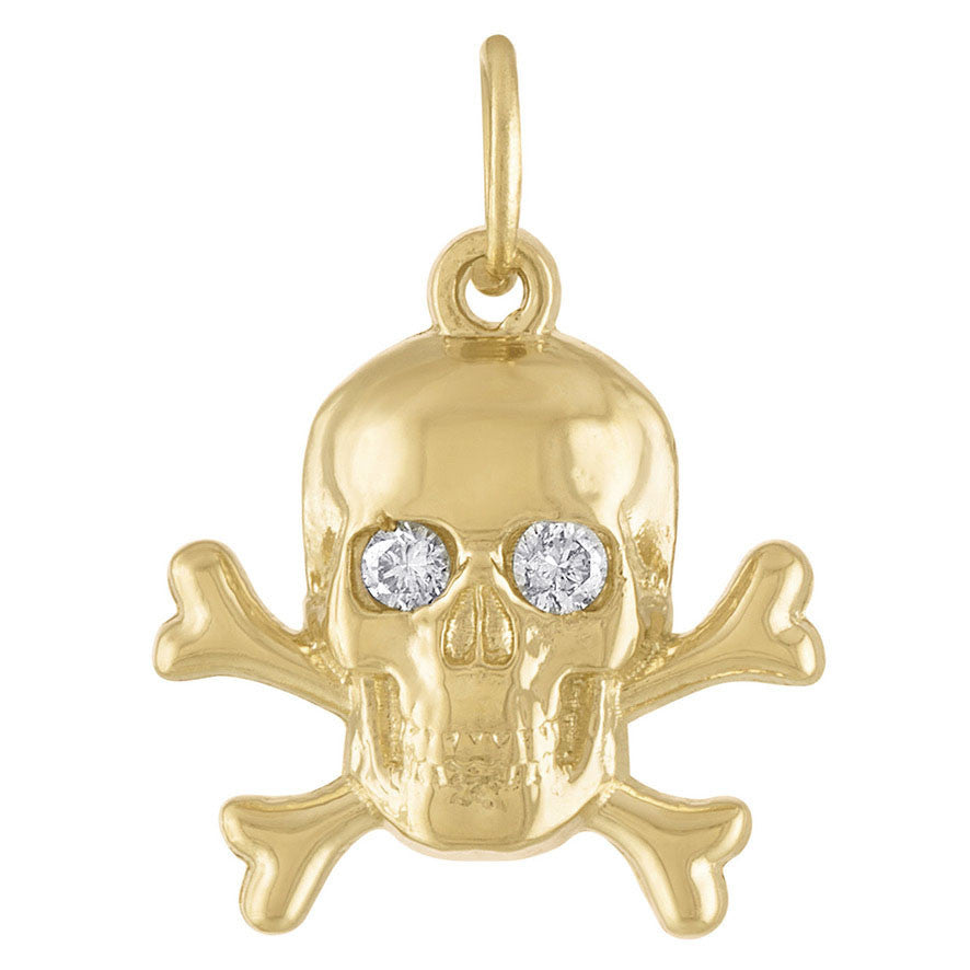 Diamond Skull & Crossbones 14K Gold Charm